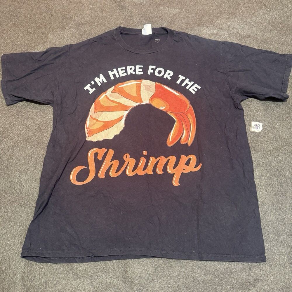 Men's TShirt XL Extra Large Black Short Sleeve Tee Shirt Shrimp Crew Neck